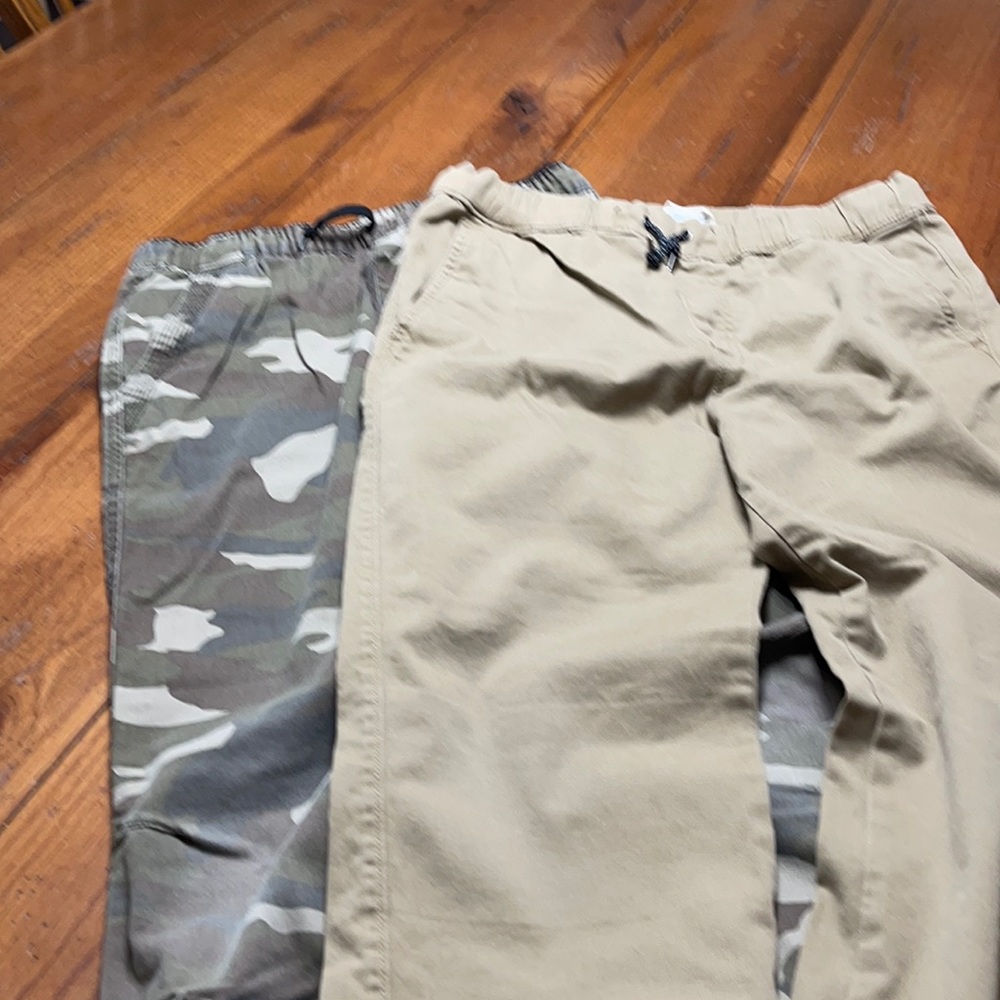 2 pairs Boys joggers (1-camo & 1 tan)